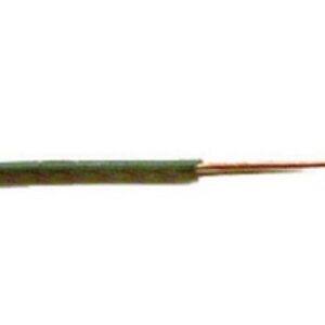 A green and yellow copper detonation wire for blasting purposes, with its internal components revealed.