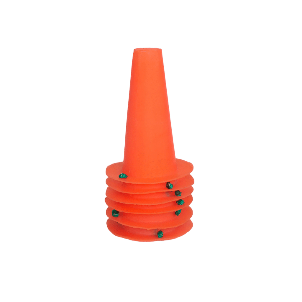 A orange stack of safety cones for us in mining