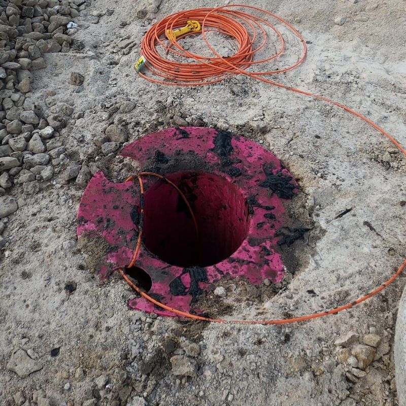 Pink Collar Saver cone for protecting blasting holes