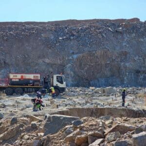 Drill and blast design on a mining or quarry site