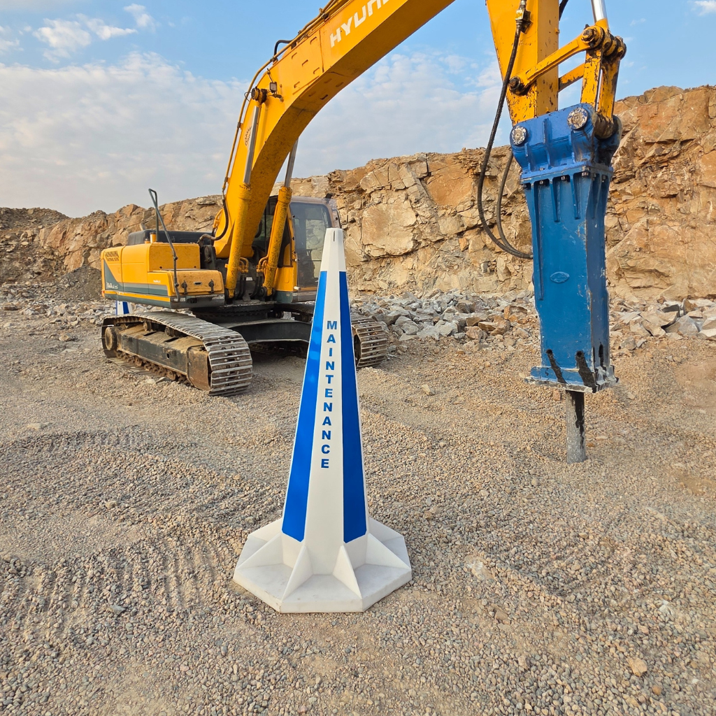 Solar flashing cone in front of mining machinery